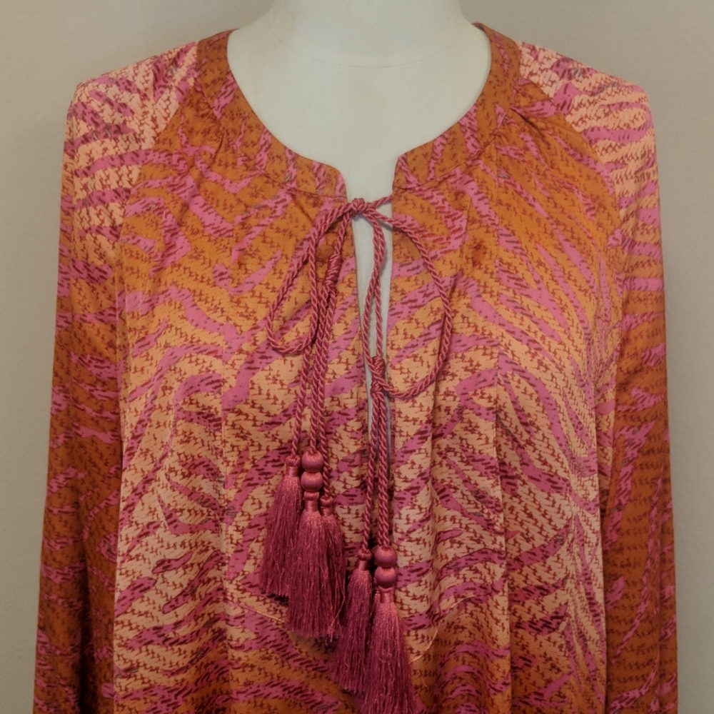 Long beautiful tunic in hot-pink and orange